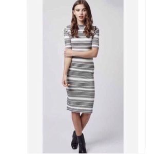 Topshop Petite striped mock turtle neck matching set